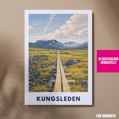 Kungsleden Poster | Schwedischer Fernwanderweg | Lappland Natur Illustration | Wandbild Berge Skandinavien Reise Poster | Geschenk Schweden