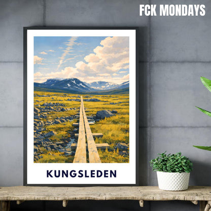 Kungsleden Poster | Schwedischer Fernwanderweg | Lappland Natur Illustration | Wandbild Berge Skandinavien Reise Poster | Geschenk Schweden