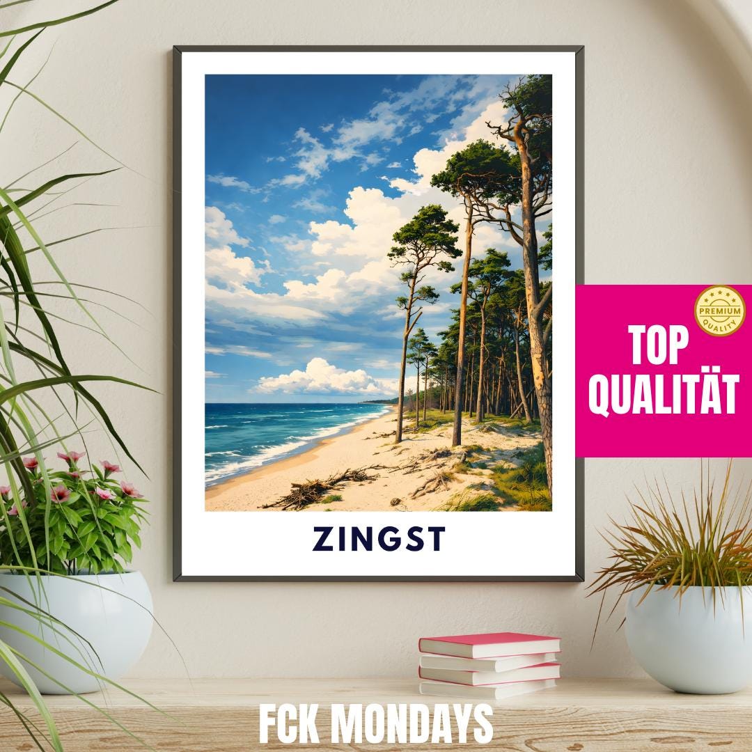 Zingst West Beach Poster | Baltic Sea Beach Wall Art | Mecklenburg-Western Coast | Nordic Style Travel Poster | Fischland-Darss-Zingst Print