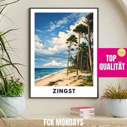 Zingst West Beach Poster | Baltic Sea Beach Wall Art | Mecklenburg-Western Coast | Nordic Style Travel Poster | Fischland-Darss-Zingst Print