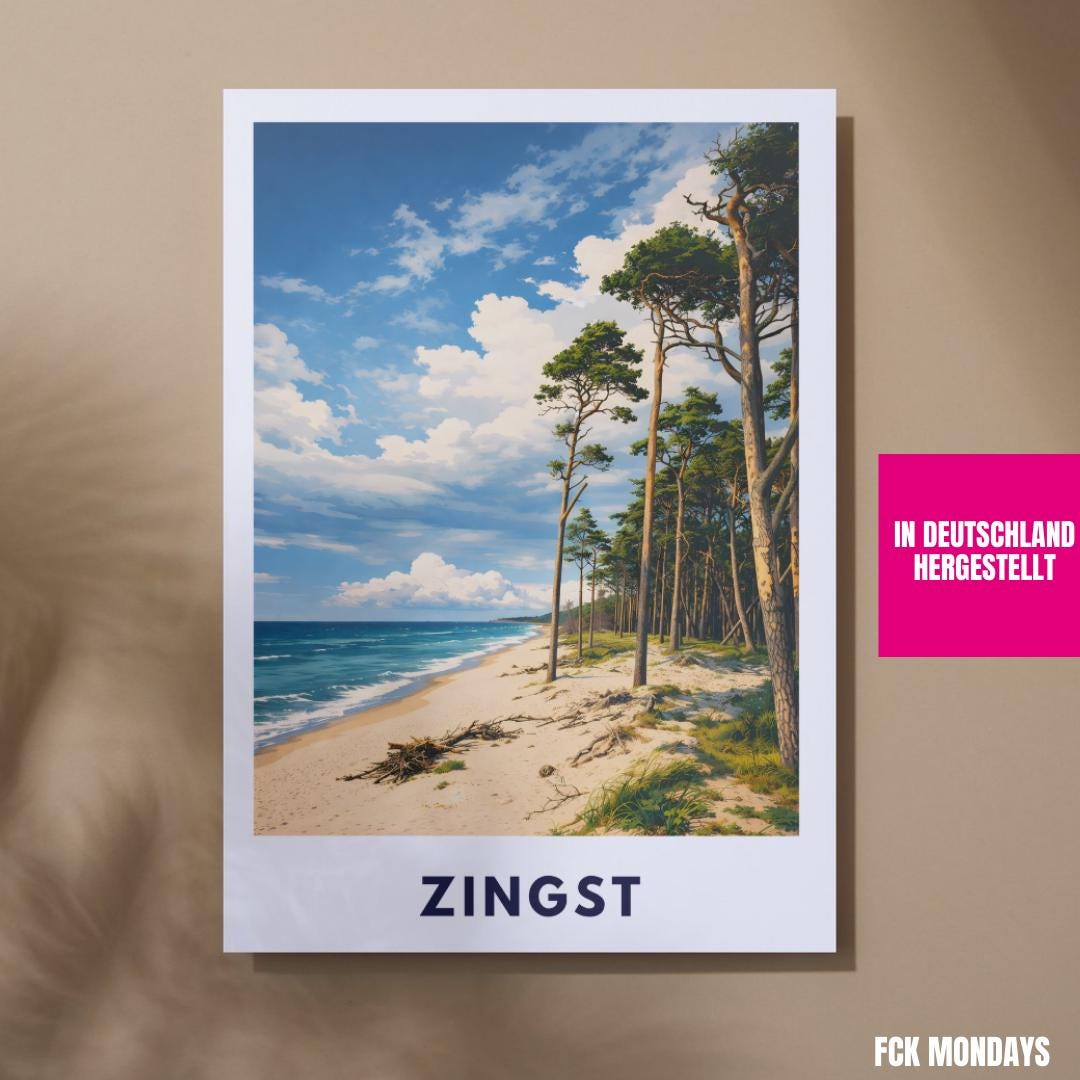 Zingst West Beach Poster | Baltic Sea Beach Wall Art | Mecklenburg-Western Coast | Nordic Style Travel Poster | Fischland-Darss-Zingst Print