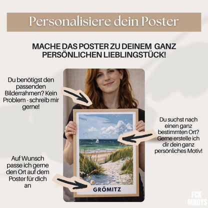 Zingst West Beach Poster | Baltic Sea Beach Wall Art | Mecklenburg-Western Coast | Nordic Style Travel Poster | Fischland-Darss-Zingst Print