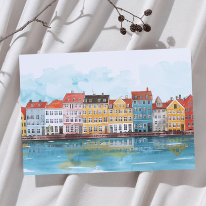 Copenhagen Denmark Poster | Scandinavian Skyline Art Print | Illustrated København Old Town Wall Art