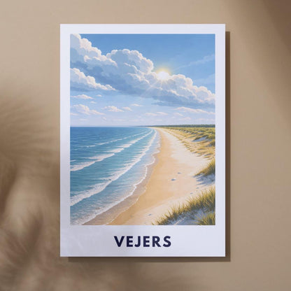 Vejers Beach Poster | Denmark | North Sea Coast | Dune Landscape | Summer Ocean | Travel Poster | Coastal Wall Art | Scandinavian Decor
