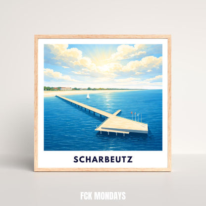 Scharbeutz Poster – Neue Seebrücke Ostsee | Strand & Meer | Timmendorfer Strand Lübecker Bucht | Maritimes Reiseposter | Ostsee Wandbild