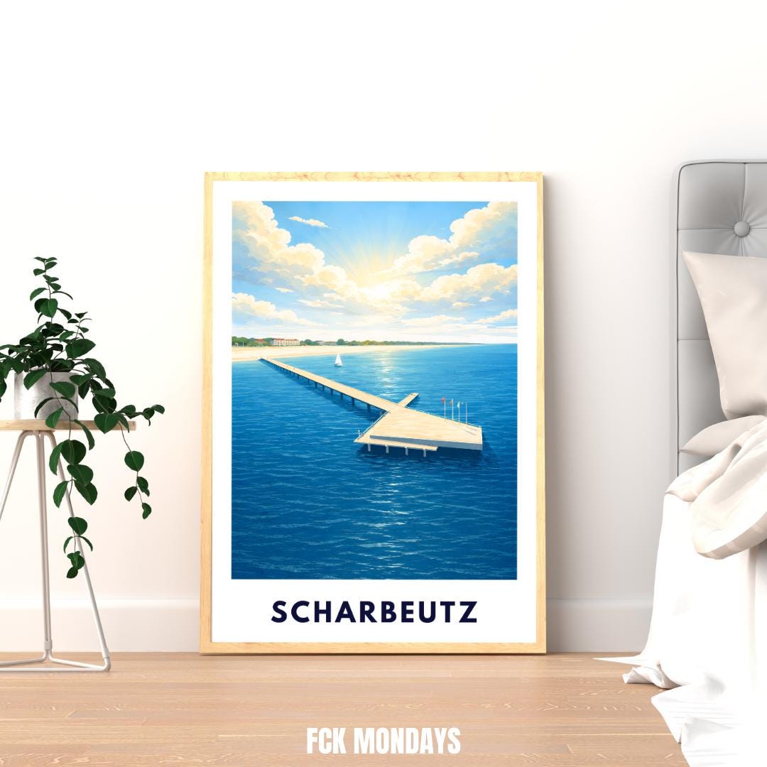 Scharbeutz Poster – Neue Seebrücke Ostsee | Strand & Meer | Timmendorfer Strand Lübecker Bucht | Maritimes Reiseposter | Ostsee Wandbild