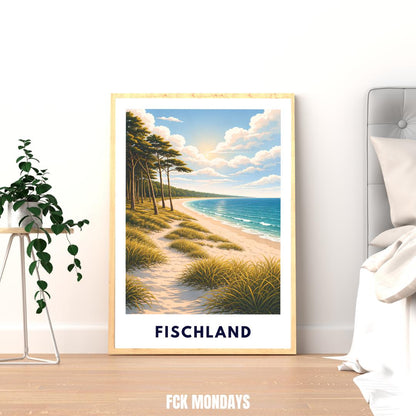 Fischland Darß Zingst Poster | Ostsee Strand Dünen | Kiefernwald | Strandbild Natur Wandbild | Küsten Poster | Pinienwälder Boddenlandschaft