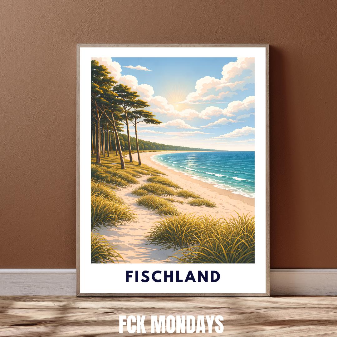 Fischland Darß Zingst Poster | Ostsee Strand Dünen | Kiefernwald | Strandbild Natur Wandbild | Küsten Poster | Pinienwälder Boddenlandschaft