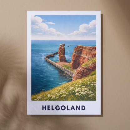 Helgoland Poster – Lange Anna Sea Stack & Red Cliffs | North Sea Travel Wall Art | Minimalist Coastal Print