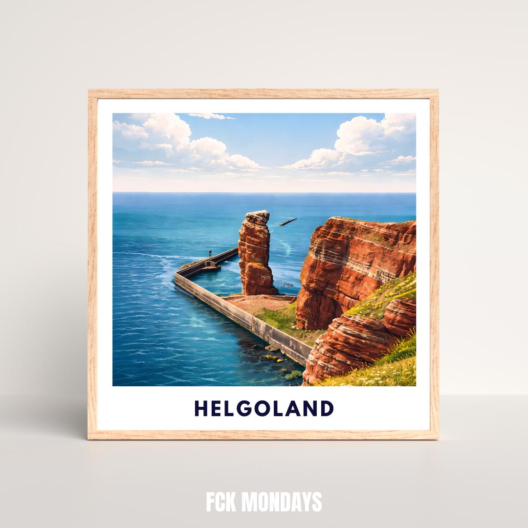 Helgoland Poster – Lange Anna Sea Stack & Red Cliffs | North Sea Travel Wall Art | Minimalist Coastal Print