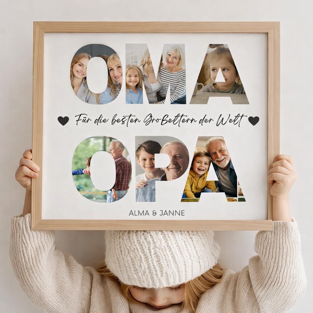 Grandma and Grandpa gift, birthday gift, Christmas gift, grandparents photo collage, personalized picture, grandchild gift