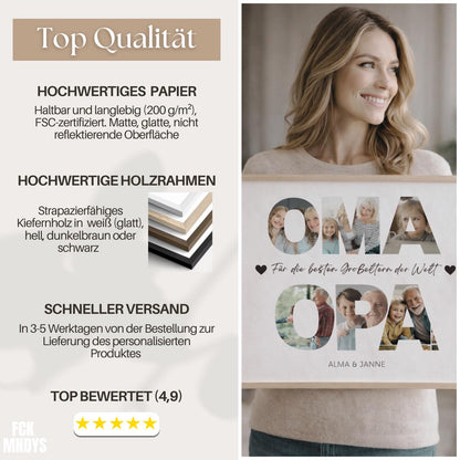 Grandma and Grandpa gift, birthday gift, Christmas gift, grandparents photo collage, personalized picture, grandchild gift