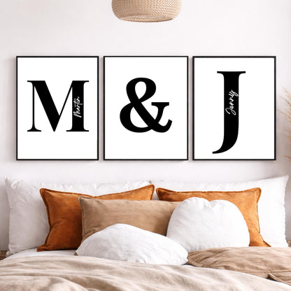 Couple Poster with Names – Personalized Valentine’s Day Gift, Custom Photo Poster, 3-Piece Set for Anniversary, Modern Living Room Wall Art