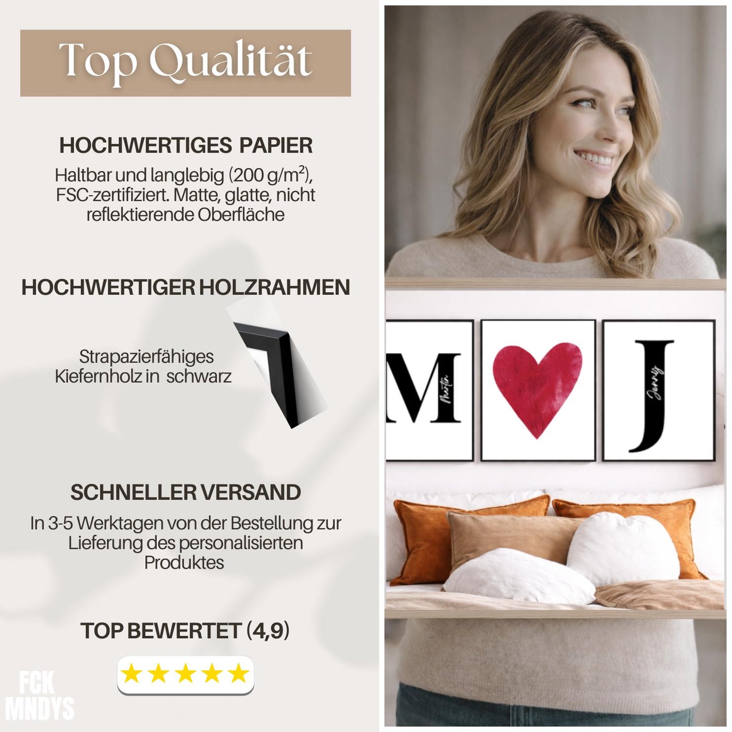 Couple Poster with Names – Personalized Valentine’s Day Gift, Custom Photo Poster, 3-Piece Set for Anniversary, Modern Living Room Wall Art