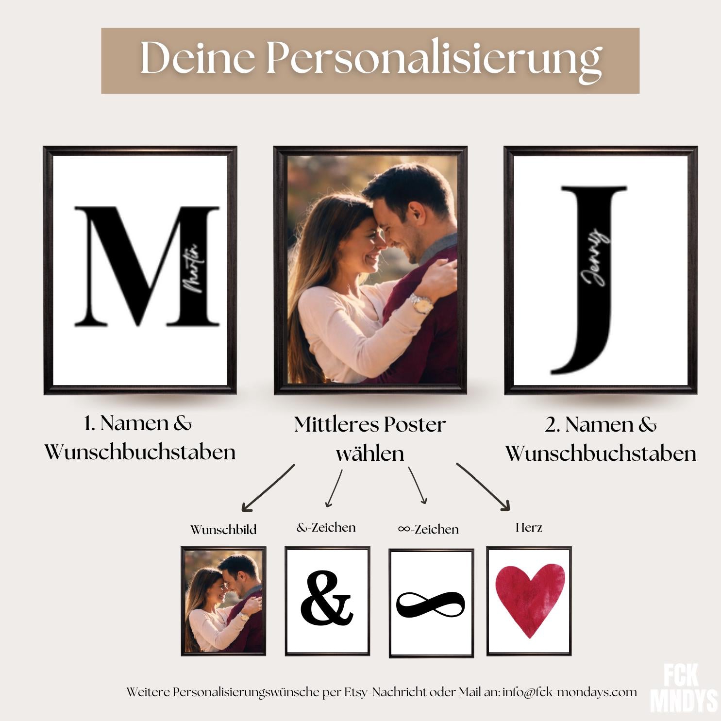 Couple Poster with Names – Personalized Valentine’s Day Gift, Custom Photo Poster, 3-Piece Set for Anniversary, Modern Living Room Wall Art