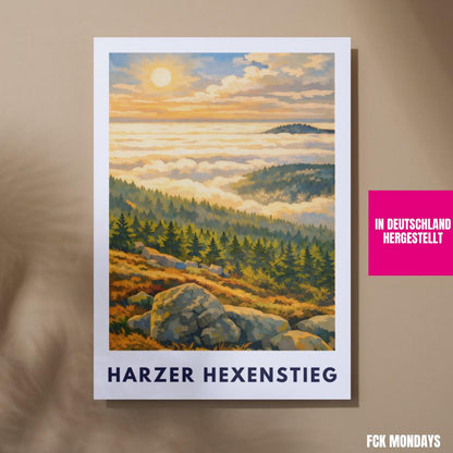 Harzer Hexenstieg Poster | Harz Hiking Trail | Artistic Nature Wall Art | Brocken Hiking Print | Long-Distance Trail Germany