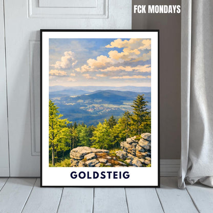 Goldsteig Poster | Wanderweg Bayerischer Wald | Künstlerisches Natur Wandbild | Fernwanderweg Deutschland | Arber, Rachel, Lusen Plakat