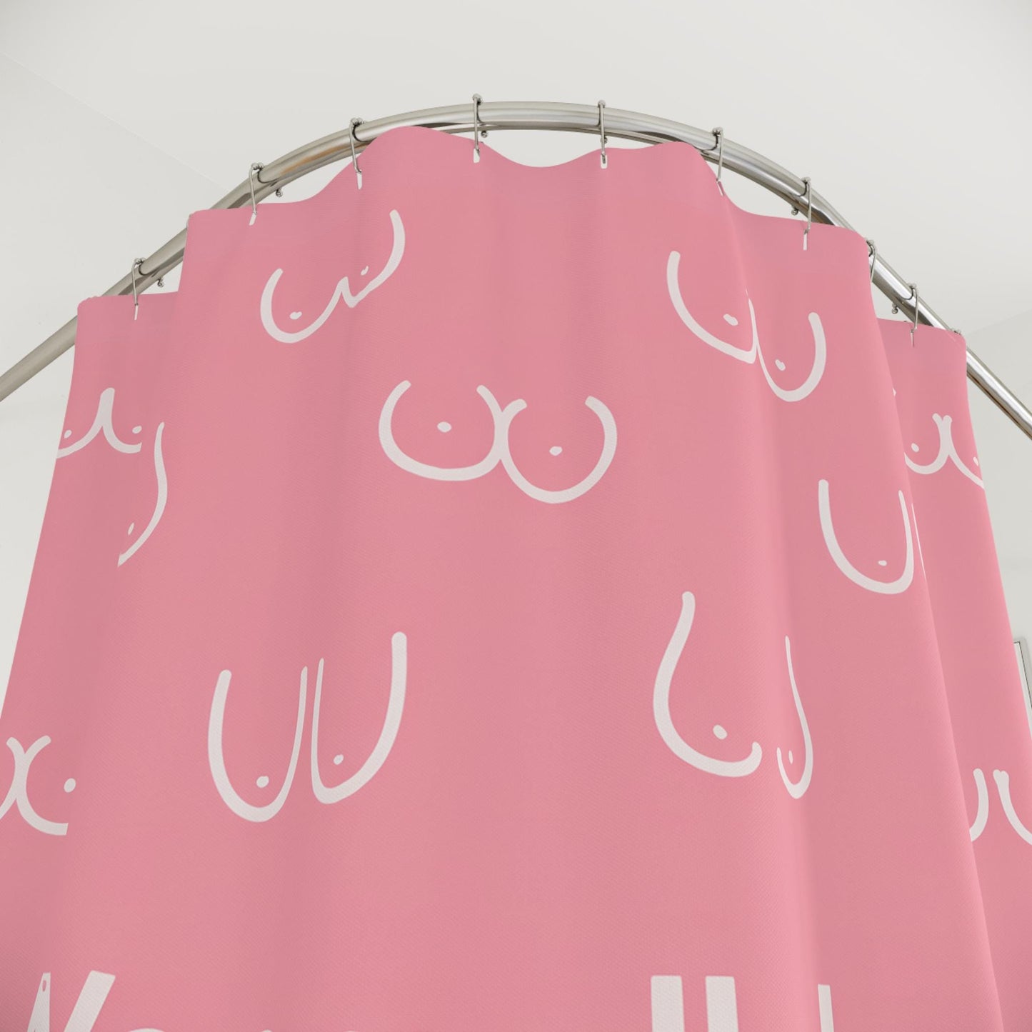 Boobie Shower Curtain | Body Positivity | We Are All Okay | Pink | Feminism | Breast Bathroom Decor | Gift for Women | Empowerment