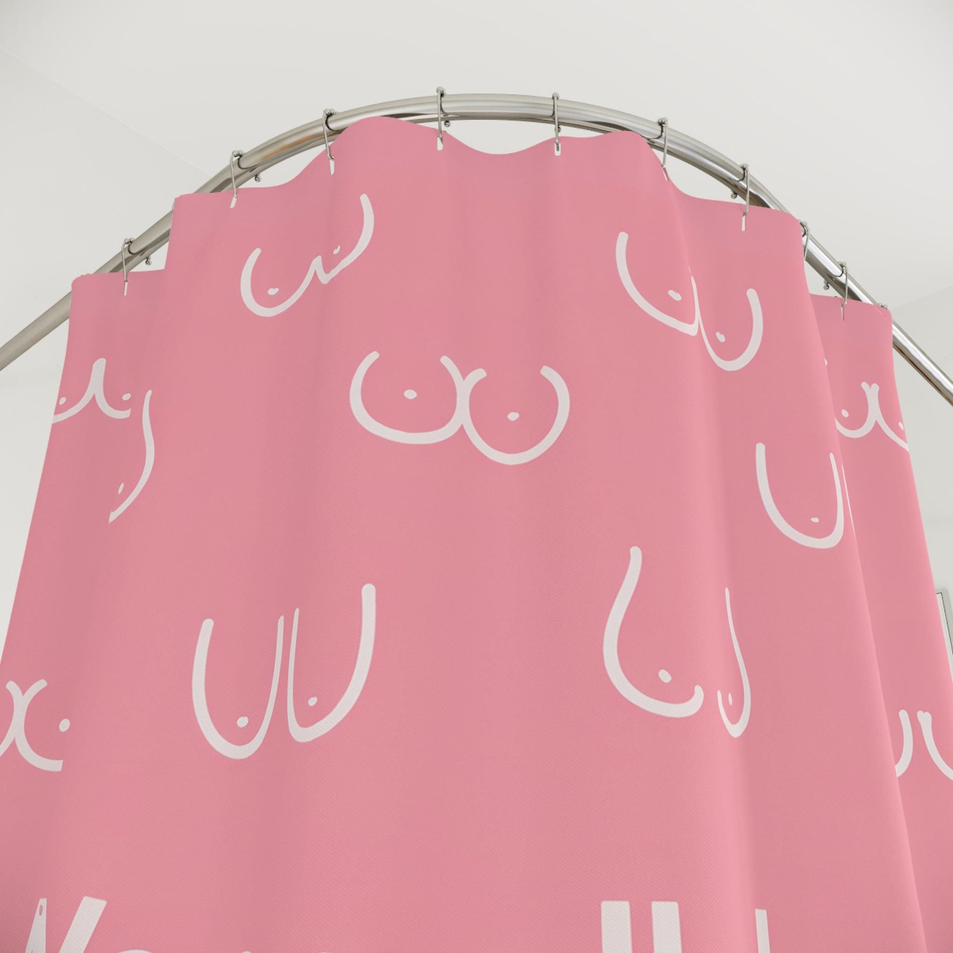 Boobie Shower Curtain | Body Positivity | We Are All Okay | Pink | Feminism | Breast Bathroom Decor | Gift for Women | Empowerment