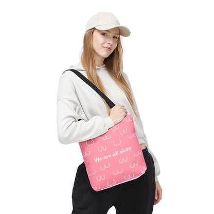 Boob Tote Bag | Boobie Shopping Bag | Breast Print Tote | "We Are All Okay" | Pink Quote Bag | Gift for Women