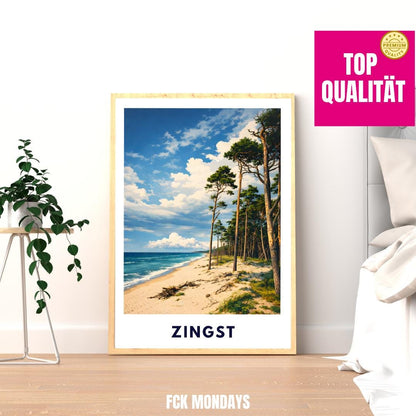 Zingst West Beach Poster | Baltic Sea Beach Wall Art | Mecklenburg-Western Coast | Nordic Style Travel Poster | Fischland-Darss-Zingst Print