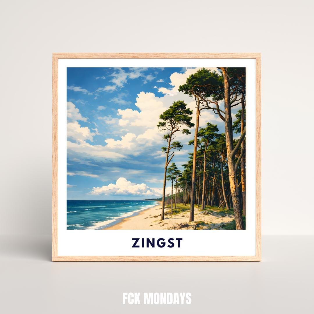 Zingst West Beach Poster | Baltic Sea Beach Wall Art | Mecklenburg-Western Coast | Nordic Style Travel Poster | Fischland-Darss-Zingst Print