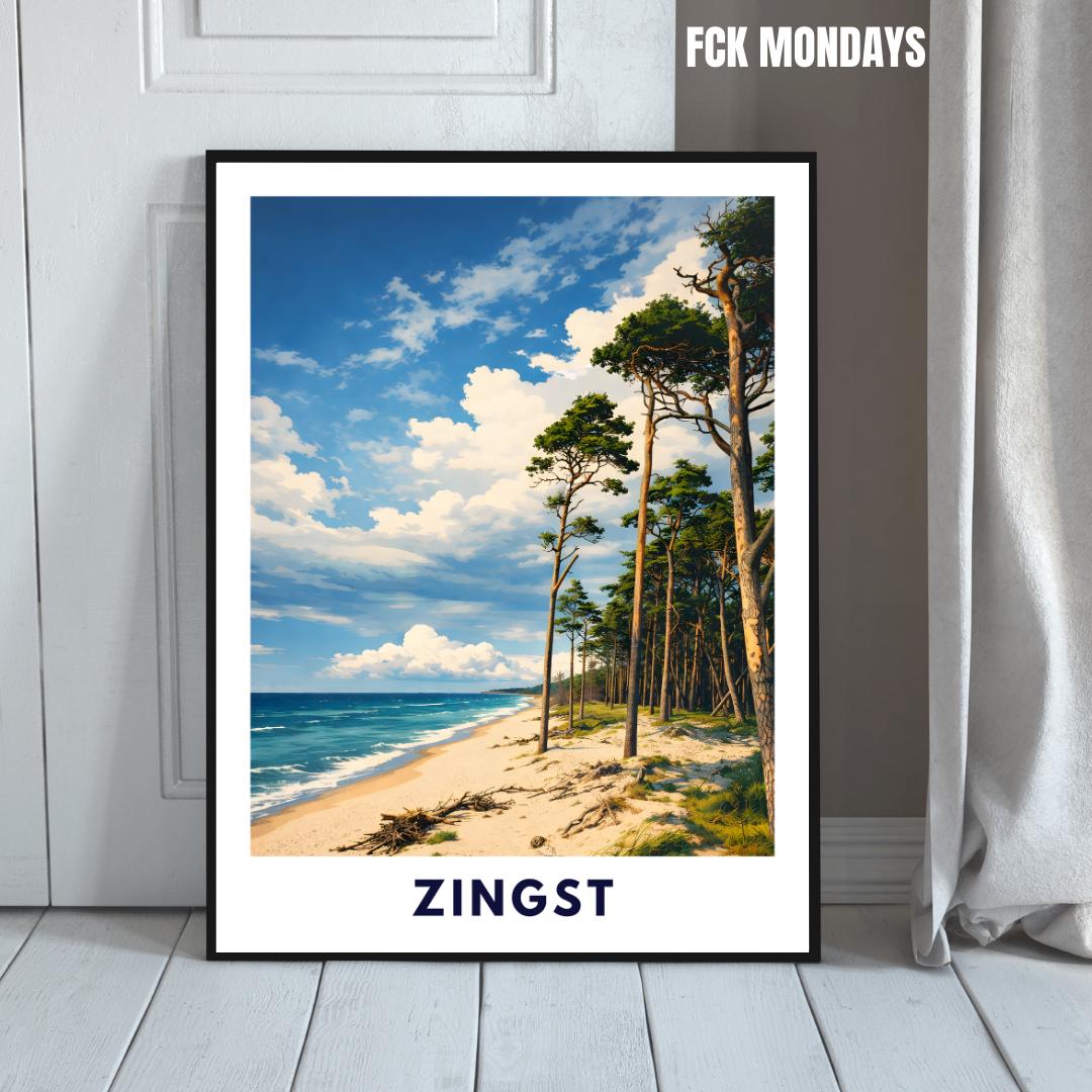 Zingst West Beach Poster | Baltic Sea Beach Wall Art | Mecklenburg-Western Coast | Nordic Style Travel Poster | Fischland-Darss-Zingst Print
