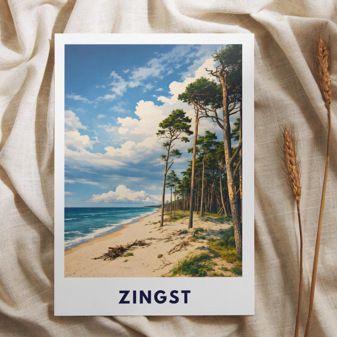Zingst West Beach Poster | Baltic Sea Beach Wall Art | Mecklenburg-Western Coast | Nordic Style Travel Poster | Fischland-Darss-Zingst Print