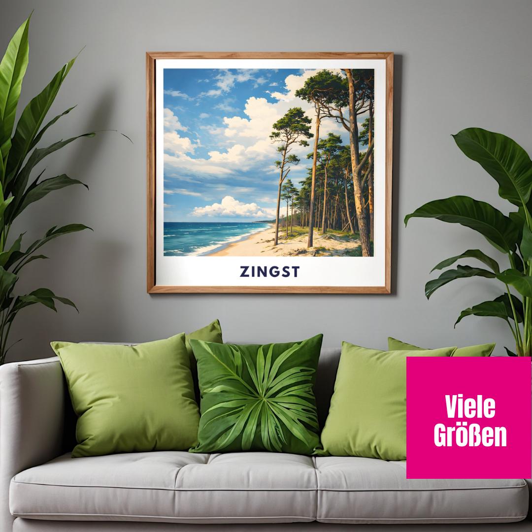 Zingst West Beach Poster | Baltic Sea Beach Wall Art | Mecklenburg-Western Coast | Nordic Style Travel Poster | Fischland-Darss-Zingst Print