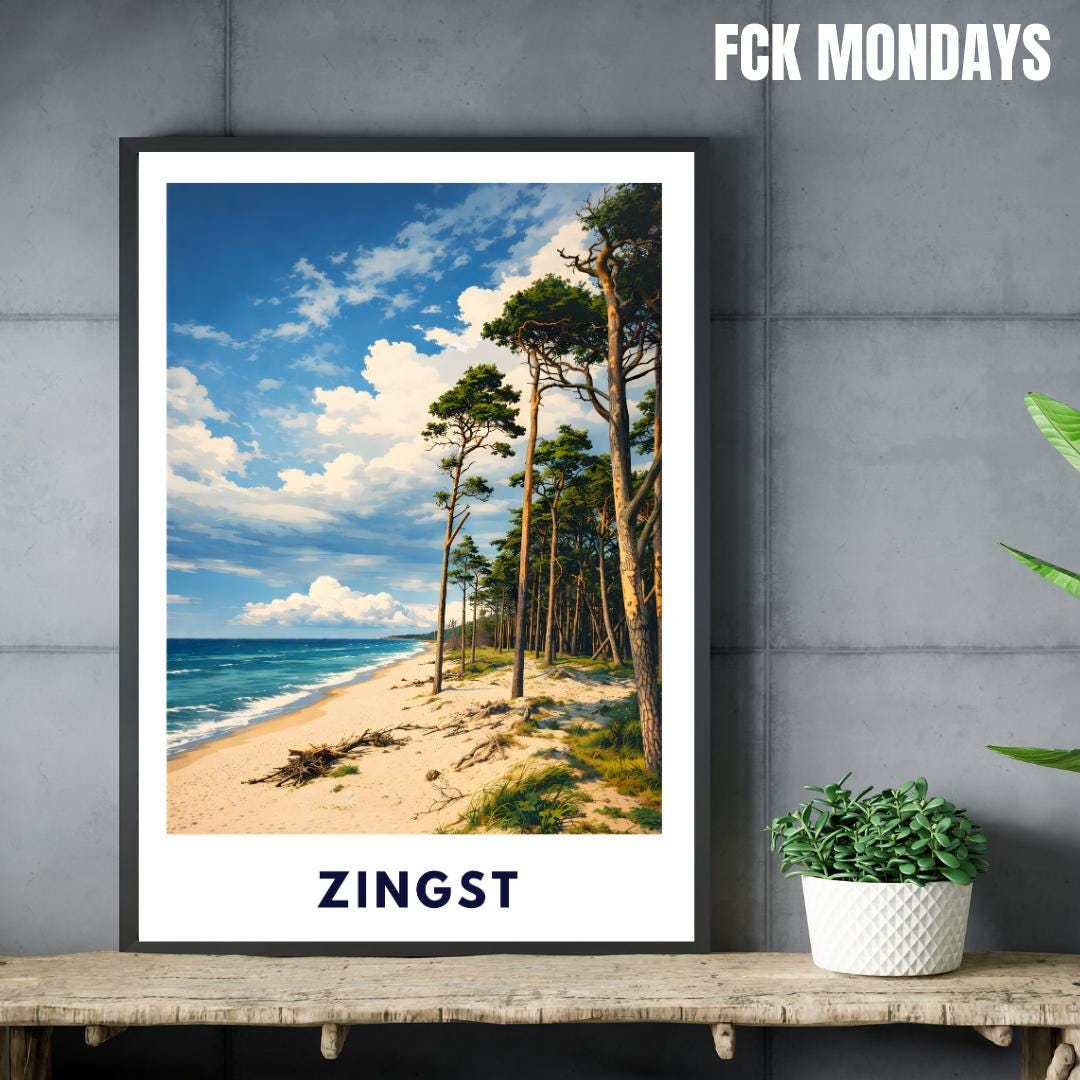 Zingst West Beach Poster | Baltic Sea Beach Wall Art | Mecklenburg-Western Coast | Nordic Style Travel Poster | Fischland-Darss-Zingst Print