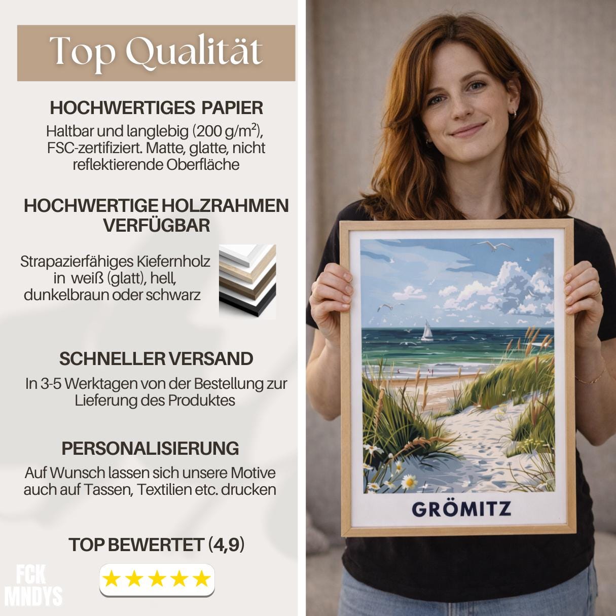 Zingst West Beach Poster | Baltic Sea Beach Wall Art | Mecklenburg-Western Coast | Nordic Style Travel Poster | Fischland-Darss-Zingst Print