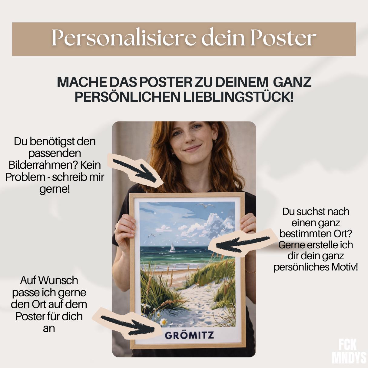 Premium Nordstrand Poster | North Sea Coast Print | Nordfriesland Dike Landscape Wall Art | Wadden Sea Island Decor | Coastal Gift