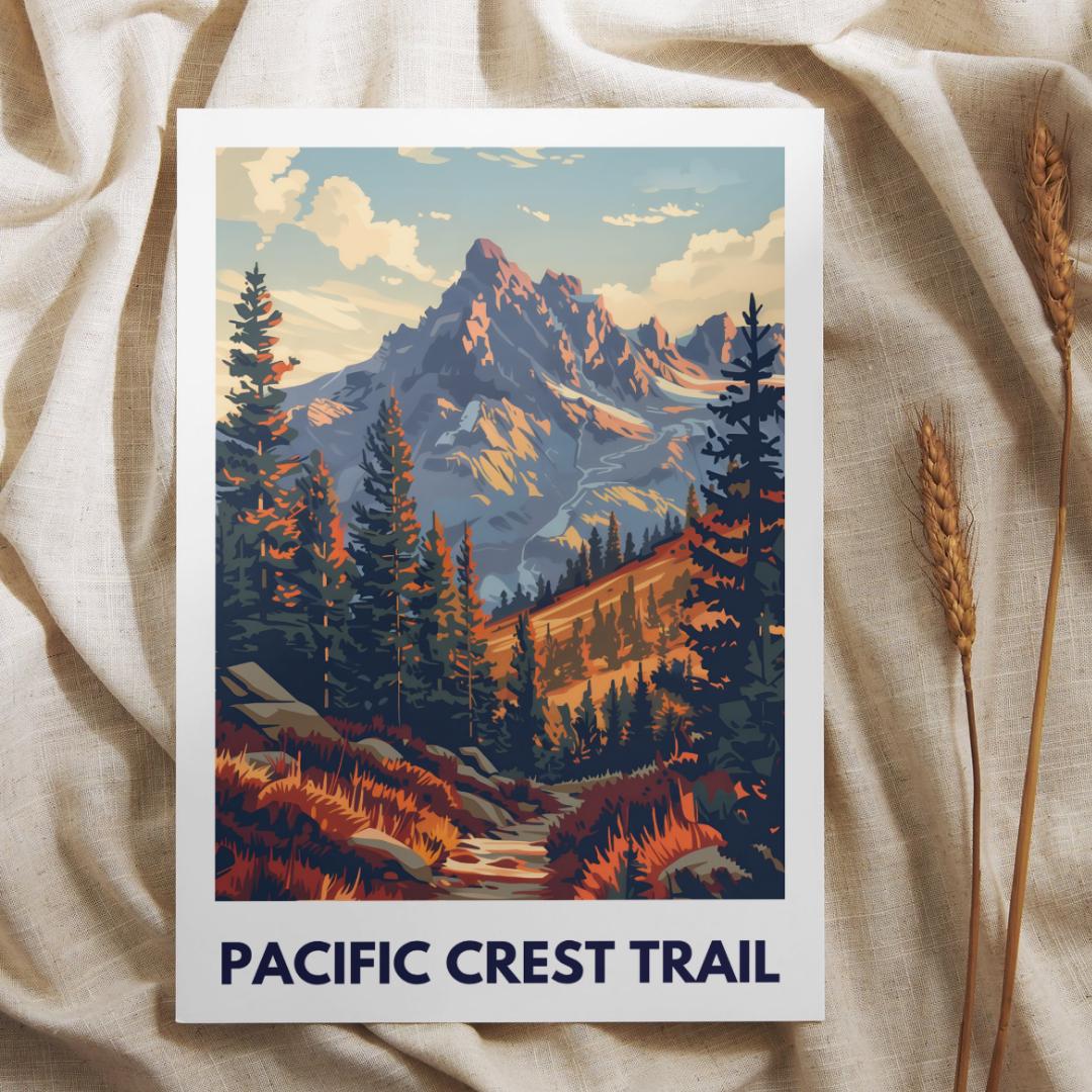 Pacific Crest Trail Poster | USA Hiking Print | Mountain Wall Art | National Park Gift | Adventure Decor | Trekking Poster | Outdoor Wallart