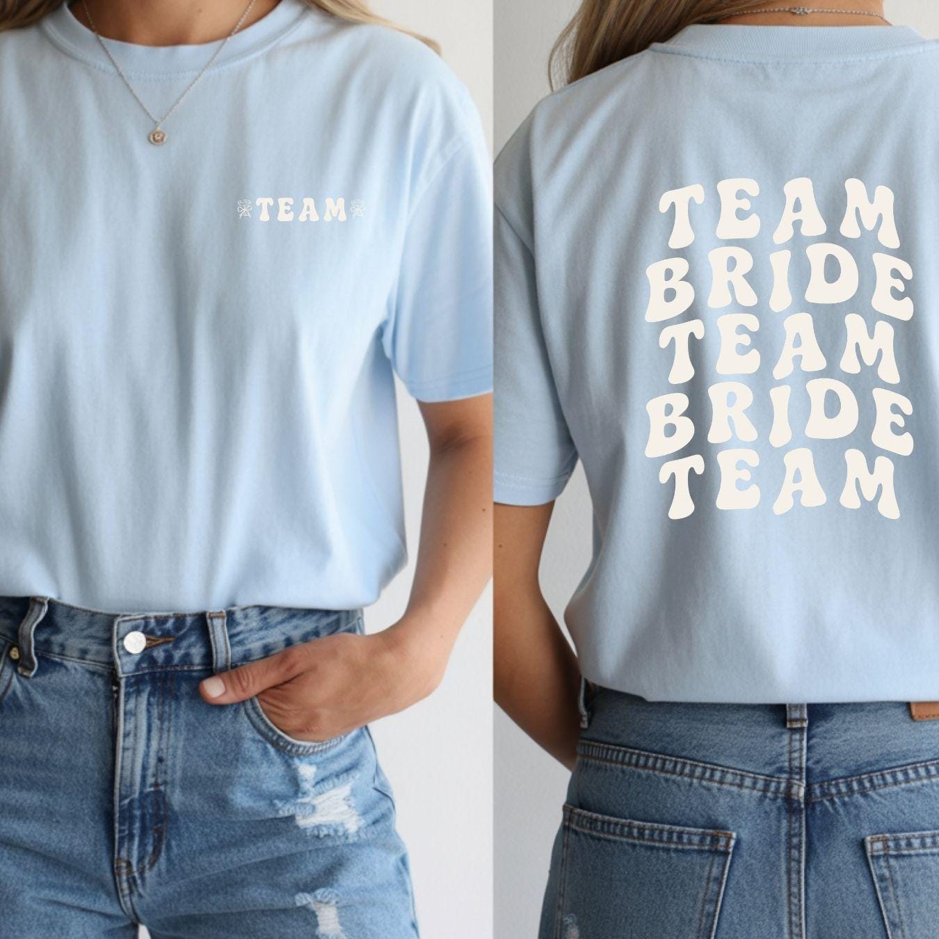Team Bride Shirt with Back Print | Bachelorette Party Shirt | Bride Tribe Outfit | Bella Canvas 3001 | Bridal Party T-Shirt