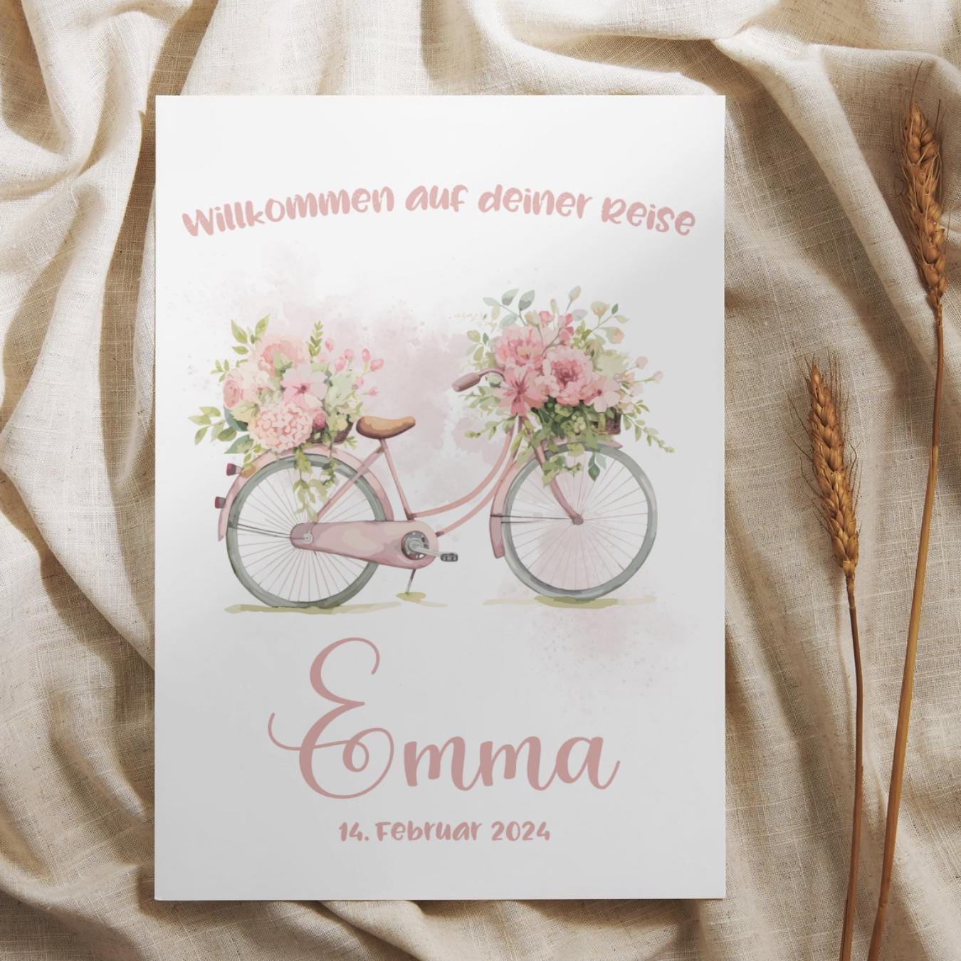 Personalized Baby Poster with Name & Date | Welcome to Your Journey | Baby Girl Birth Gift | Nursery Wall Art | Baptism Gift