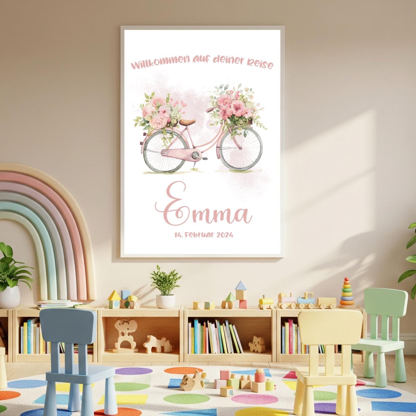 Personalized Baby Poster with Name & Date | Welcome to Your Journey | Baby Girl Birth Gift | Nursery Wall Art | Baptism Gift