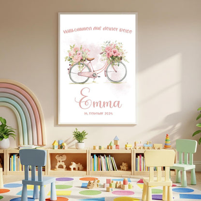 Personalized Baby Poster with Name & Date | Welcome to Your Journey | Baby Girl Birth Gift | Nursery Wall Art | Baptism Gift