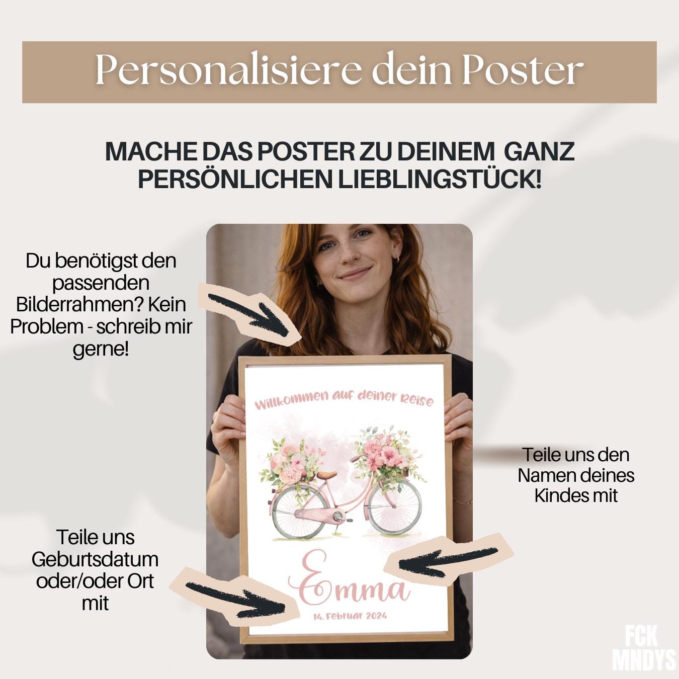 Personalized Baby Poster with Name & Date | Welcome to Your Journey | Baby Girl Birth Gift | Nursery Wall Art | Baptism Gift