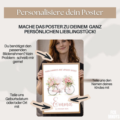 Personalized Baby Poster with Name & Date | Welcome to Your Journey | Baby Girl Birth Gift | Nursery Wall Art | Baptism Gift