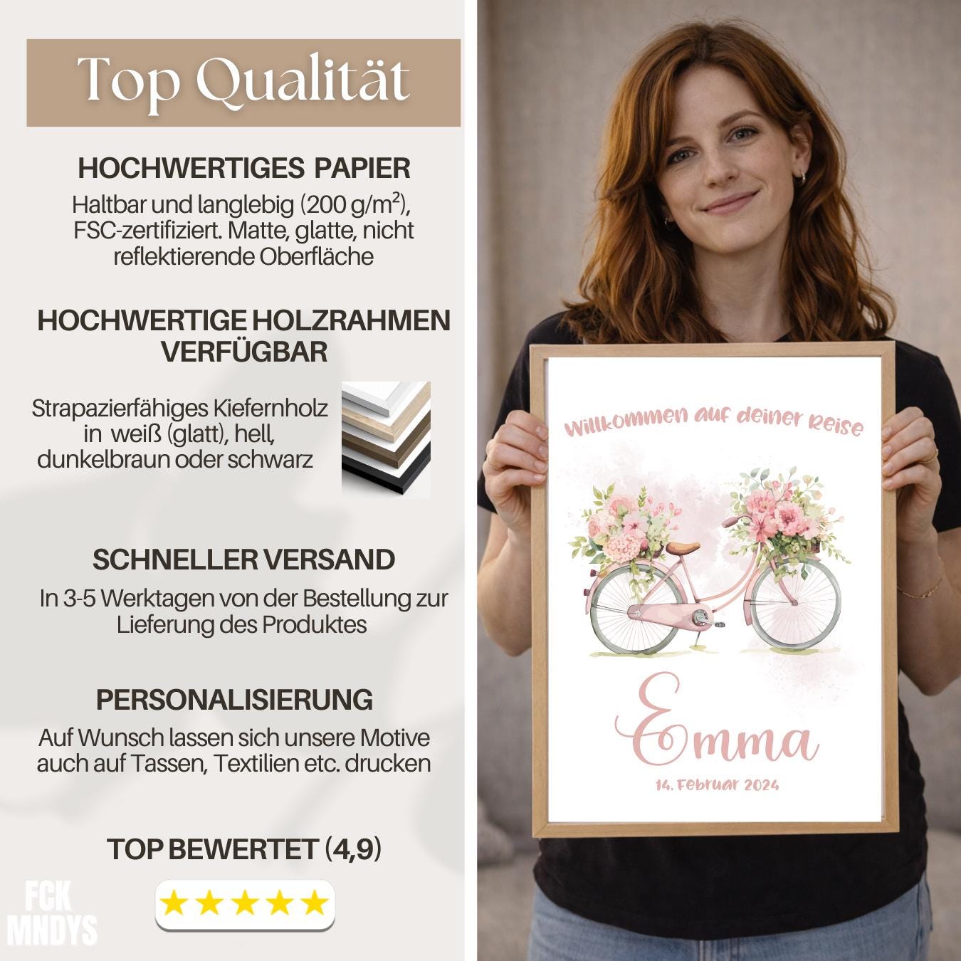 Personalized Baby Poster with Name & Date | Welcome to Your Journey | Baby Girl Birth Gift | Nursery Wall Art | Baptism Gift