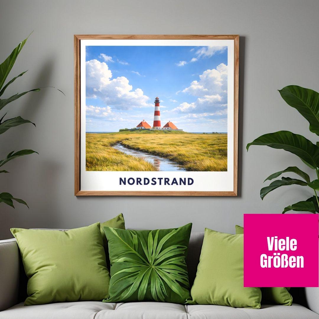 Premium Nordstrand Poster | North Sea Coast Print | Nordfriesland Dike Landscape Wall Art | Wadden Sea Island Decor | Coastal Gift