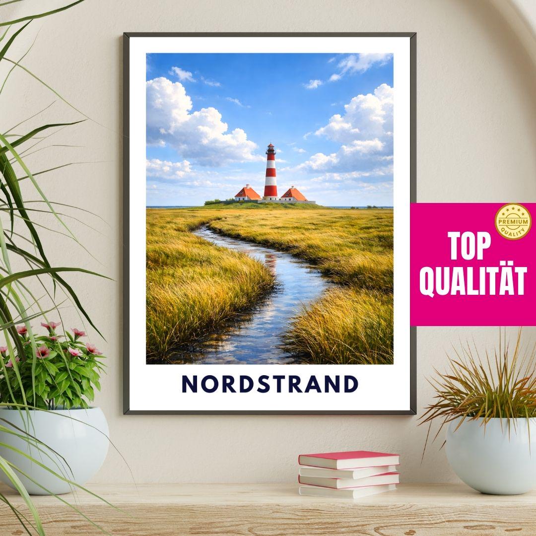 Premium Nordstrand Poster | North Sea Coast Print | Nordfriesland Dike Landscape Wall Art | Wadden Sea Island Decor | Coastal Gift