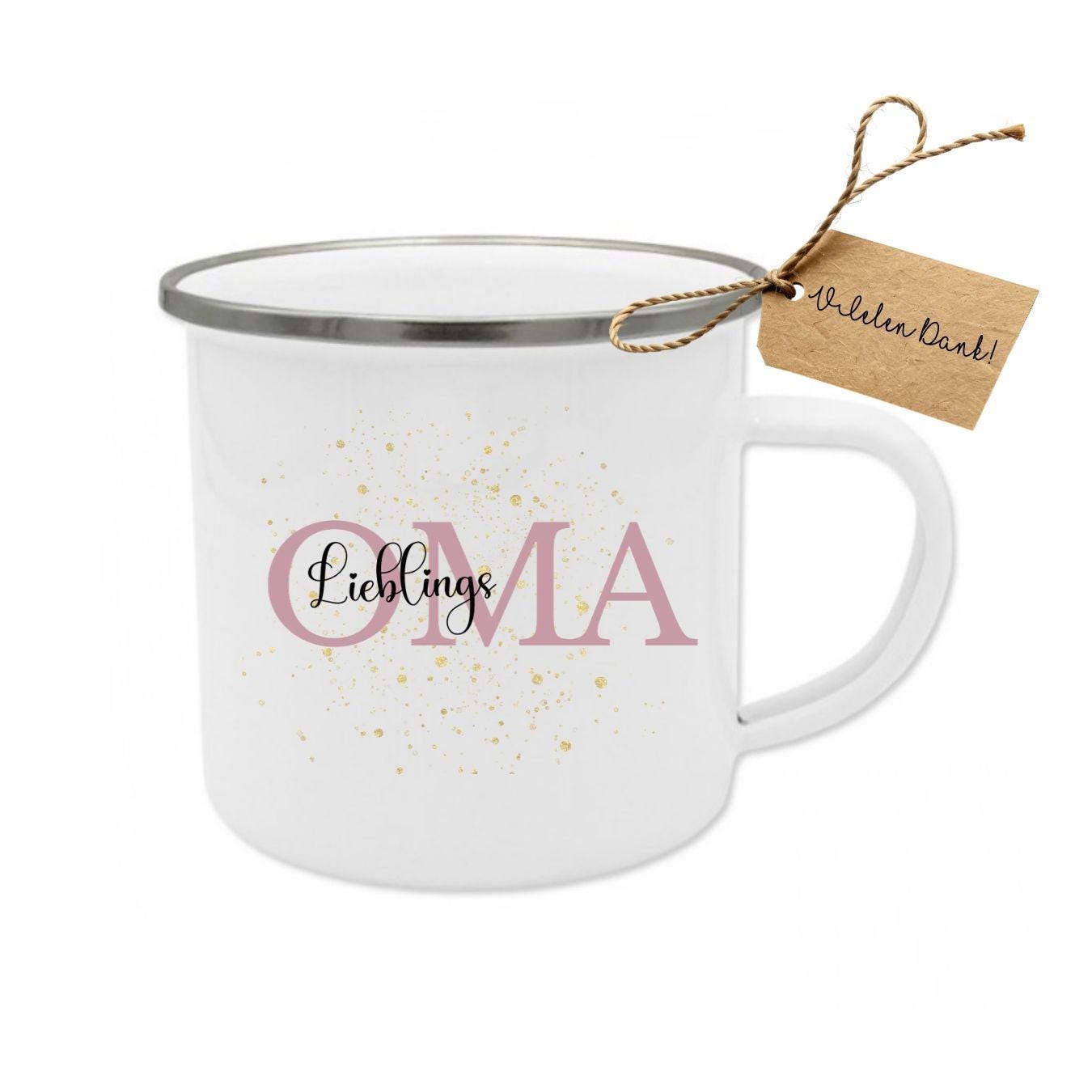 Cup Mum Gift Mother's Day | Dad Father's Day | Grandma Grandpa Enamel Mug | Christmas Birthday Favourite Grandma Gift Idea Grandchildren