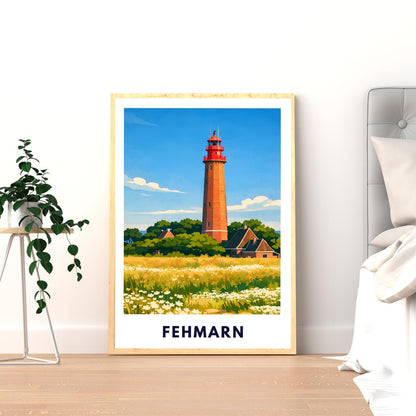 Fehmarn Flügge Lighthouse Poster | Baltic Sea Lighthouse | Fehmarn Island Coastal Poster | Maritime Baltic Decor Print | Coastal Wall Art