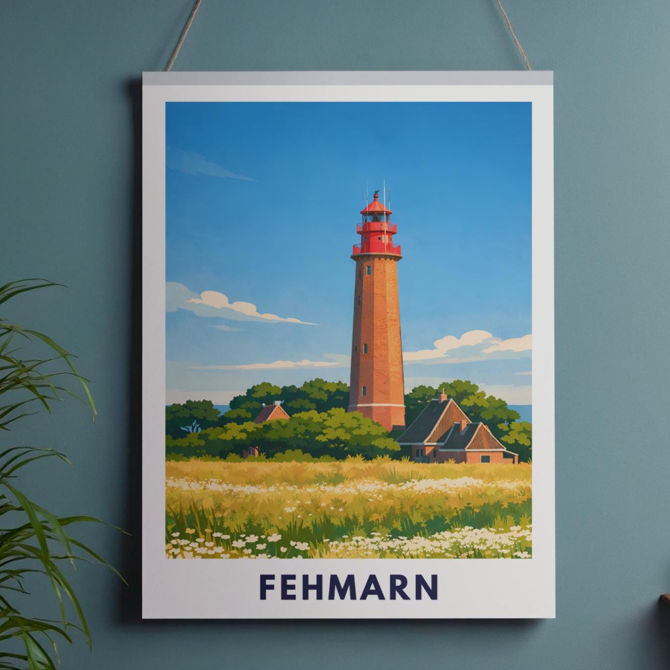 Fehmarn Flügge Lighthouse Poster | Baltic Sea Lighthouse | Fehmarn Island Coastal Poster | Maritime Baltic Decor Print | Coastal Wall Art