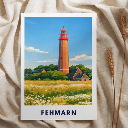 Fehmarn Flügge Lighthouse Poster | Baltic Sea Lighthouse | Fehmarn Island Coastal Poster | Maritime Baltic Decor Print | Coastal Wall Art