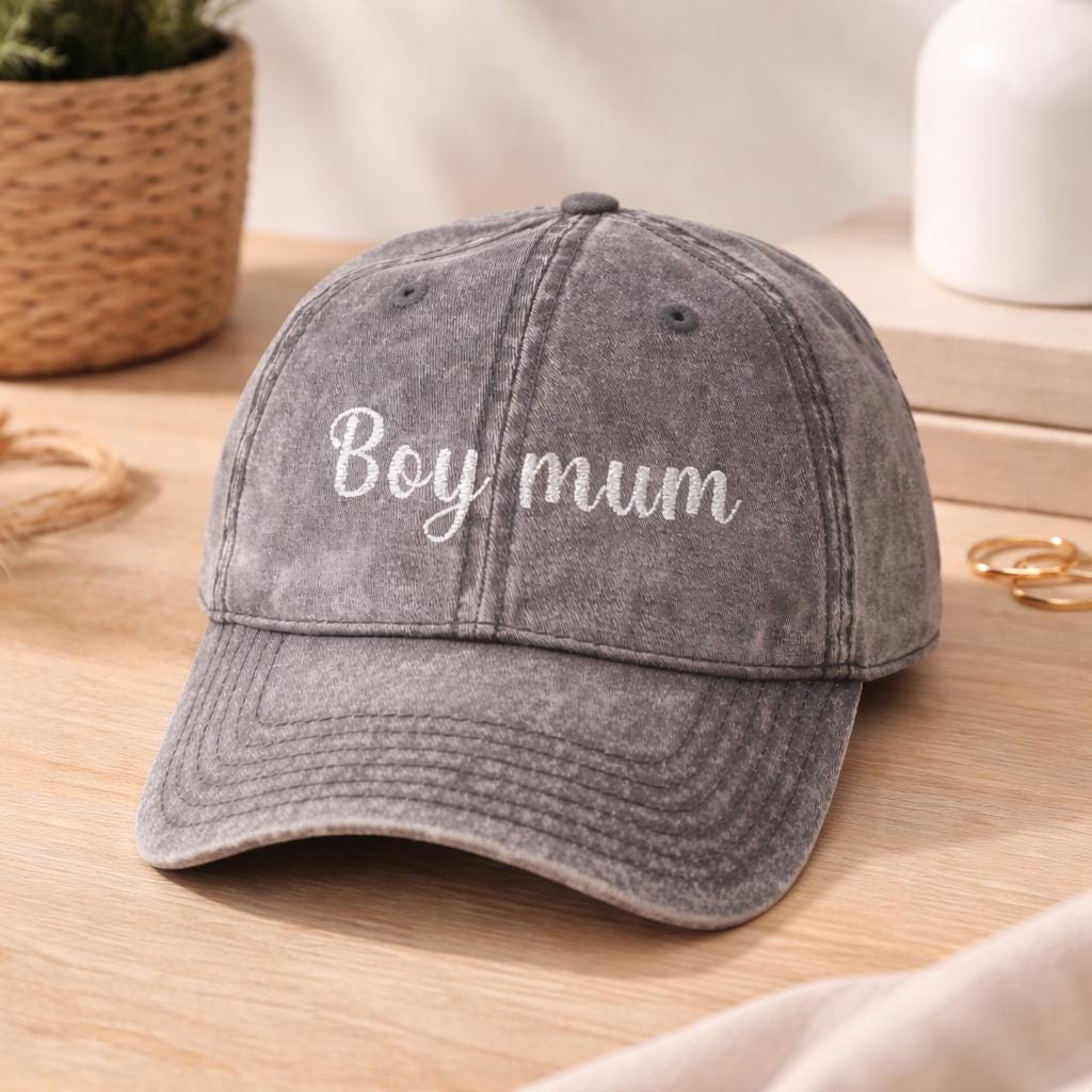 Boy Mum and Dad Vintage Cap | Embroidered Mom Hat | Gift for Boy Mom | Adjustable Cotton Baseball Cap | Mother’s Day & Christmas Gift mother
