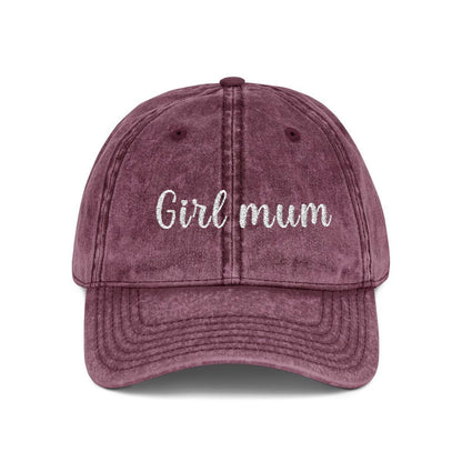 Girl Mum Vintage Cap | Embroidered Mom Hat | Gift for Girl Mom | Adjustable Cotton Baseball Cap | Mother’s Day & Christmas Gift Boy Mommy