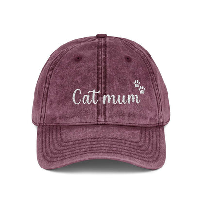 Cat Mum Vintage Cap | Embroidered Mom Hat | Gift for cat mothers | Adjustable Cotton Baseball Cap | Mother’s Day & Christmas cat Mommy