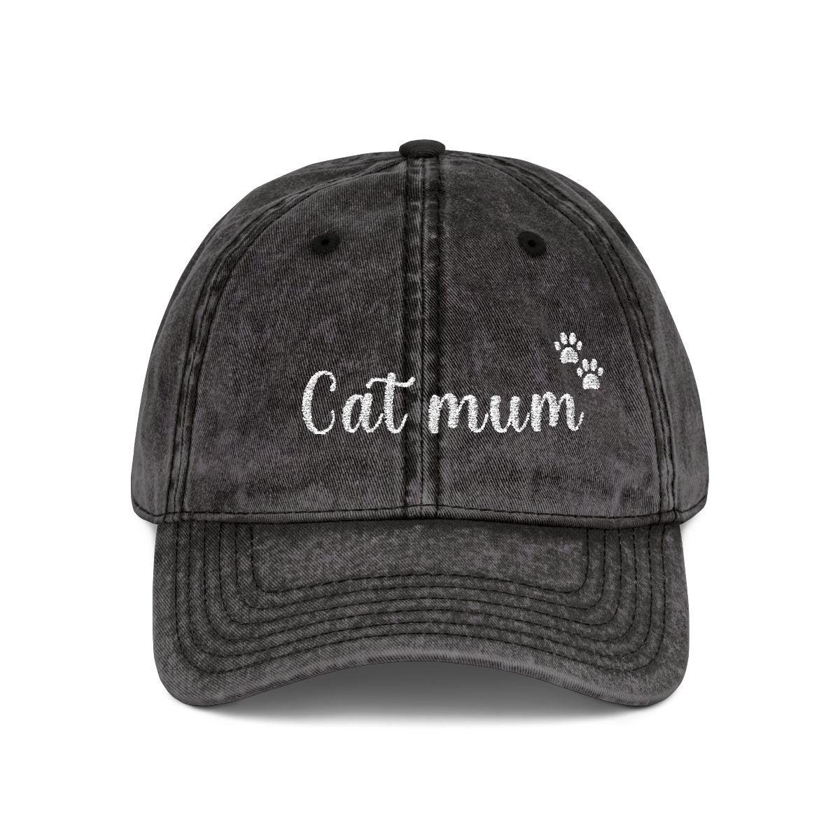 Cat Mum Vintage Cap | Embroidered Mom Hat | Gift for cat mothers | Adjustable Cotton Baseball Cap | Mother’s Day & Christmas cat Mommy